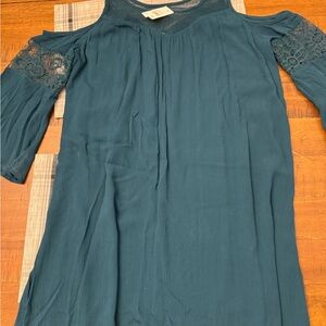 Cato Deep Teal Dress with Mesh Detail